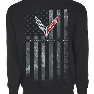 JH DESIGN GROUP Men’s Chevy Corvette C8 Flag Pullover Crewneck Sweatshirt Sm-3X
